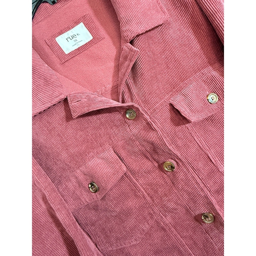 Rue 1X Fray Raw Corduroy Crop Jacket Shacket Top Wine‎ Oversized XL